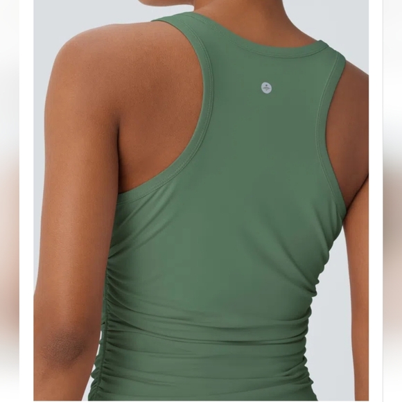 Halara Round Neck Racerback Ruched Yoga Tank Top - Picture 9 of 10